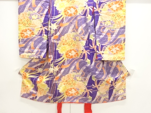 アンティーク　錦紗花薬玉模様着物